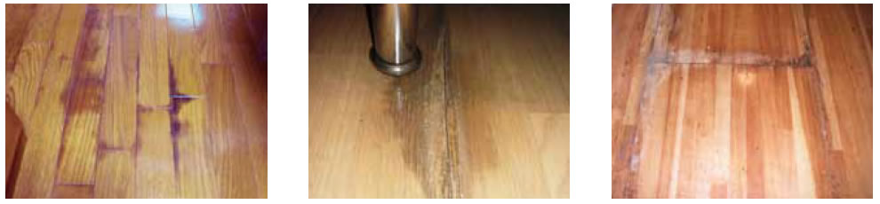 おしっこのシミがついたフローリングの例