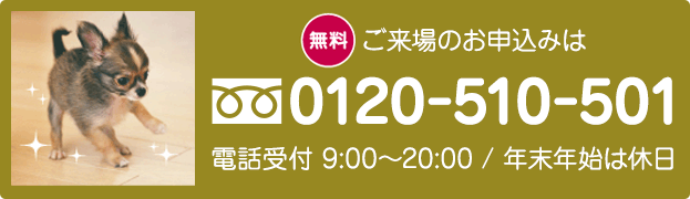 無料のショールームは事前予約制です。お申込みは、フリーダイヤル0120-510-501まで。電話受付時間は9時から20時、年末年始はお休みです。